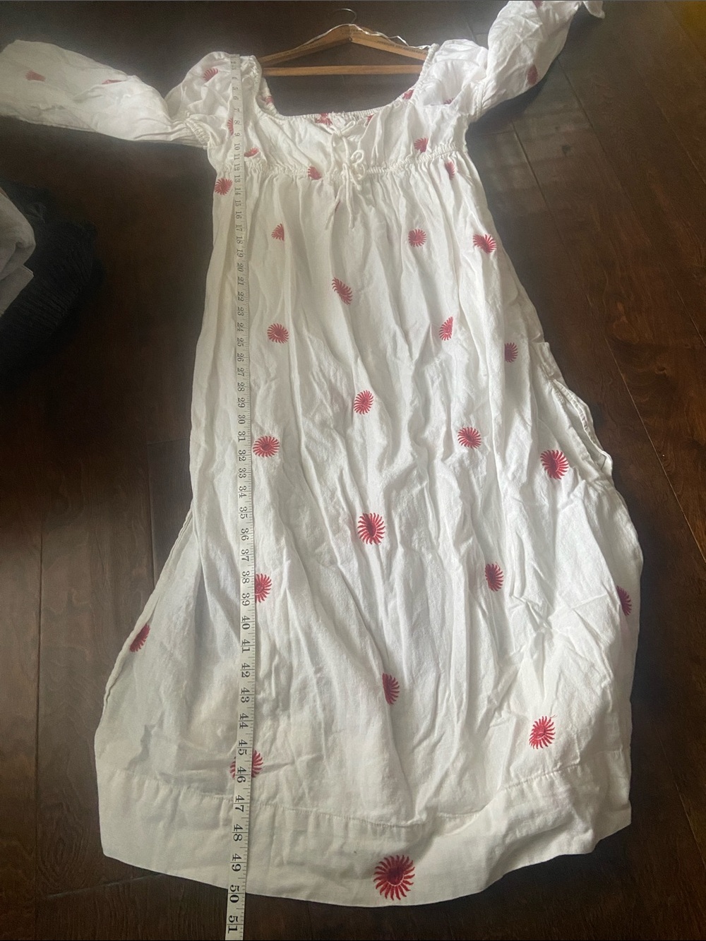 NWOT Free People Emory Embroidered Midi Dress Ivory Combo Sz L Long Sleeve - Picture 8 of 9